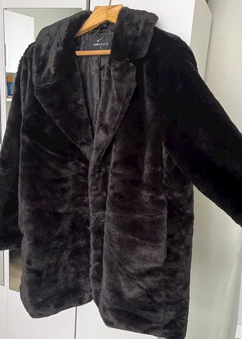 Siyah Kadın Suni Kürk Midi Kaban - Görsel 3