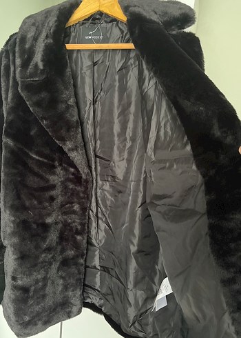 Siyah Kadın Suni Kürk Midi Kaban - Görsel 4