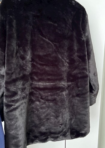 Siyah Kadın Suni Kürk Midi Kaban - Görsel 7