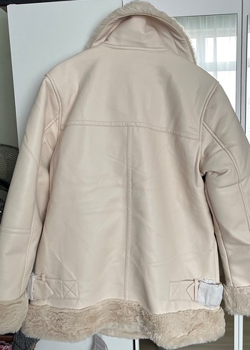 Bej Deri Kürklü Midi Kadın Ceket - Görsel 8