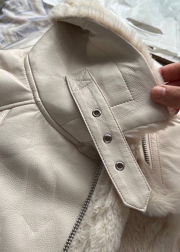 Bej Deri Kürklü Midi Kadın Ceket - Görsel 10
