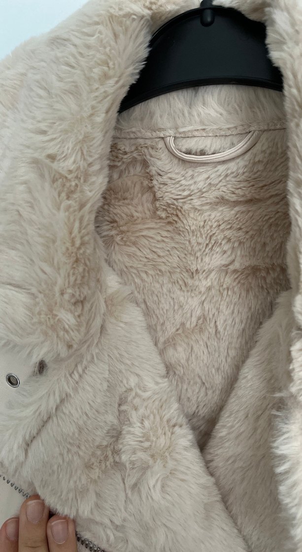 Bej Deri Kürklü Midi Kadın Ceket - Görsel 5