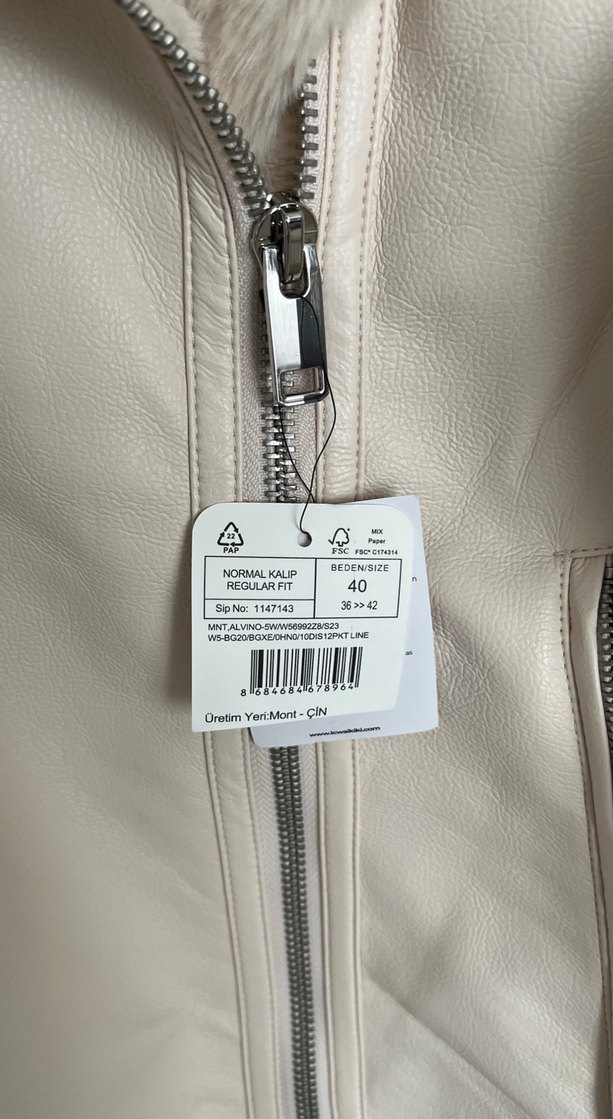 Bej Deri Kürklü Midi Kadın Ceket - Görsel 3