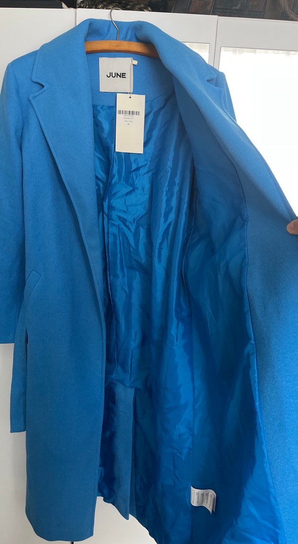 Mavi Kuşaklı Kadın kaşe Kaban - Görsel 5