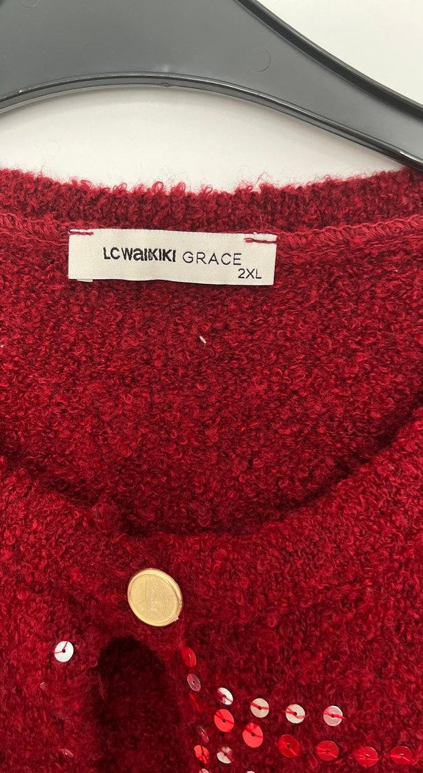 Kırmızı Triko Kadın Hırka - Görsel 4