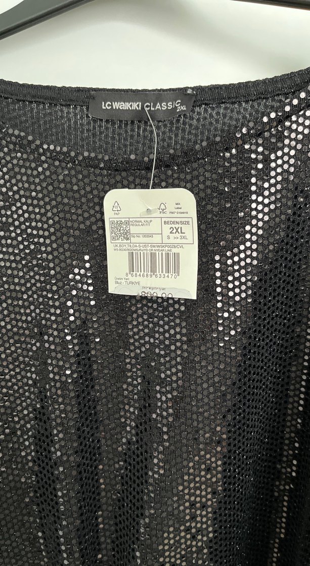 Siyah Parlak Uzun Kollu Bluz - Görsel 4