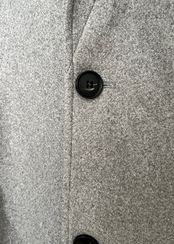 Gri Düğmeli Midi Erkek Yün Kaban - Görsel 3