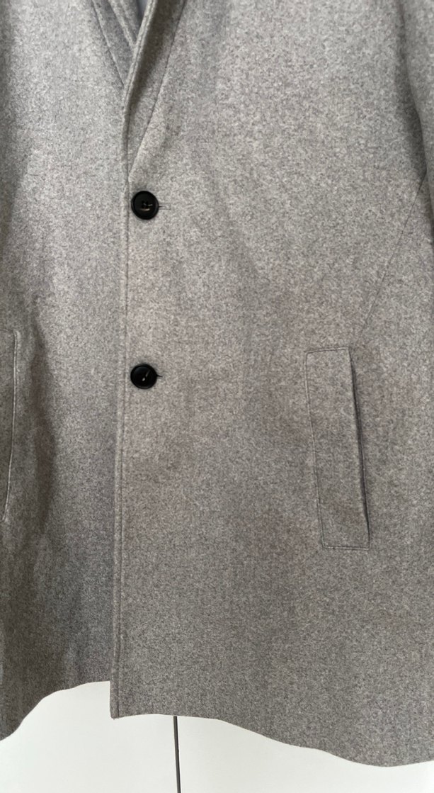 Gri Düğmeli Midi Erkek Yün Kaban - Görsel 2