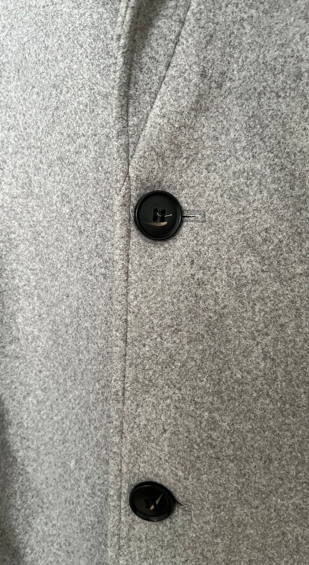 Gri Düğmeli Midi Erkek Yün Kaban - Görsel 3