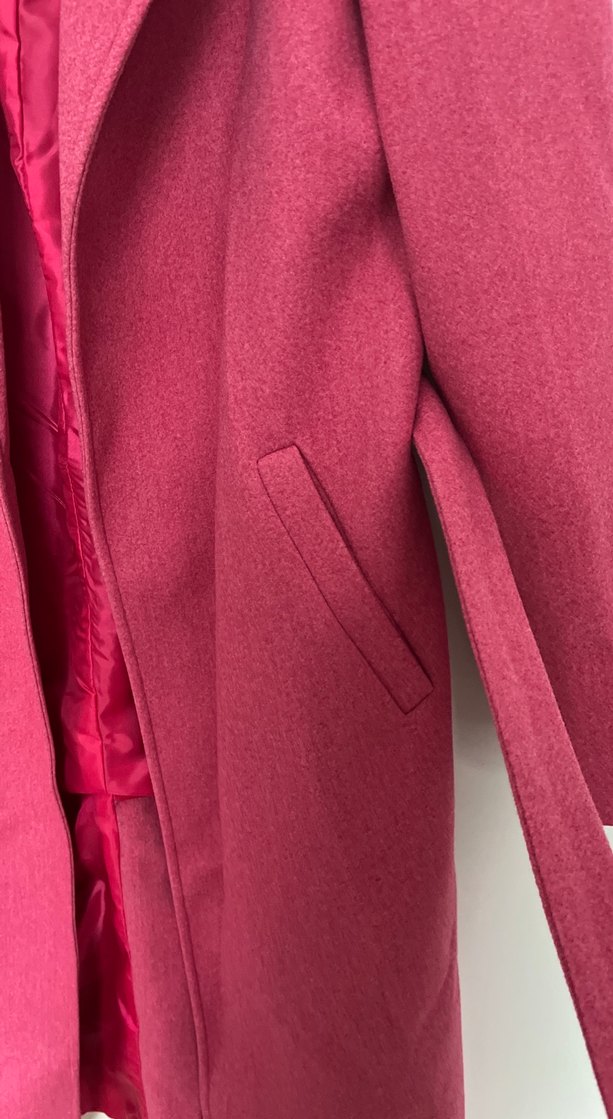 Pembe Kuşaklı Kadın kaşe Kaban - Görsel 4