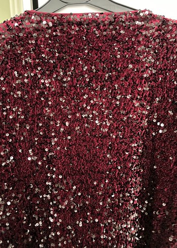 Bordo Payetli Kadın Ceket - Görsel 9