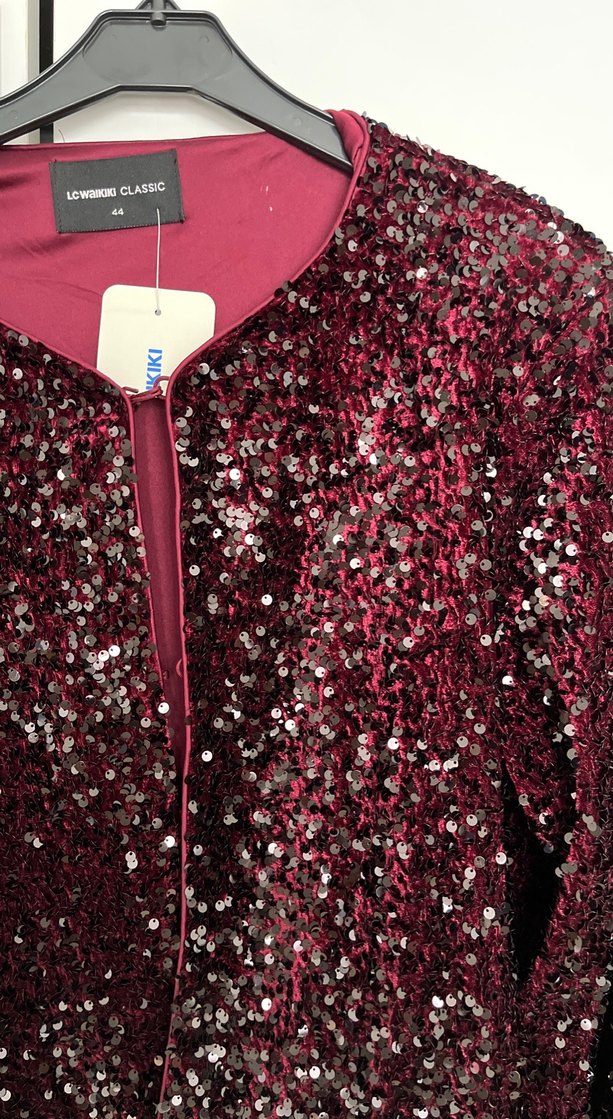 Bordo Payetli Kadın Ceket - Görsel 2