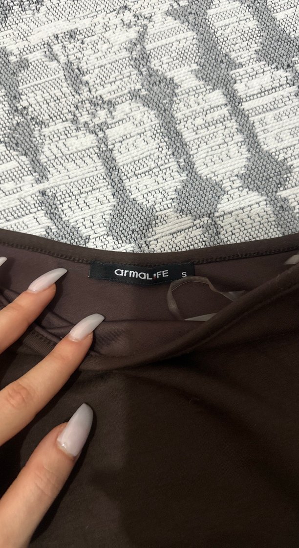 Kahverengi Tek Omuzlu Kemerli Kadın Atlet - Görsel 2