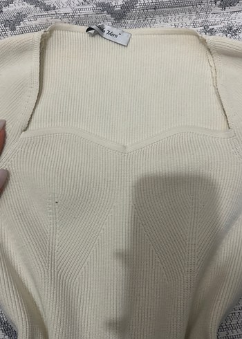 Krem triko kalp yaka - Görsel 2