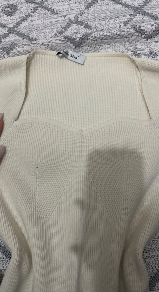 Krem triko kalp yaka - Görsel 2