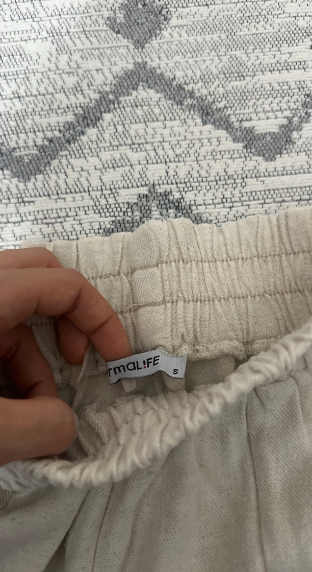 Bej Keten Rahat Kesim Kadın Pantolon - Görsel 2