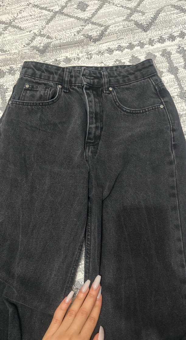 Siyah Kadın Kot Pantolon, Kemerli, Dar Kesim - Görsel 2