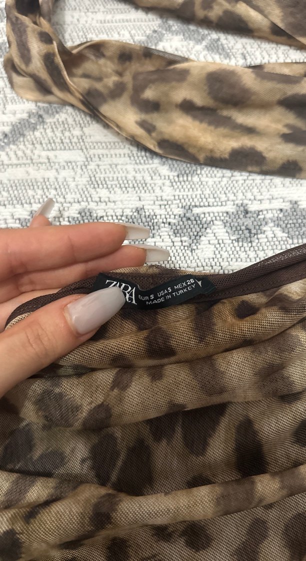 Kahverengi Leopar Desenli Kadın Fular - Görsel 2