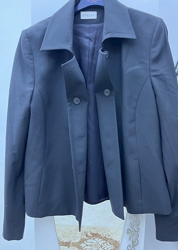 Vakko Dugmeli Kisa Lacivert Kadin Blazer Ceket