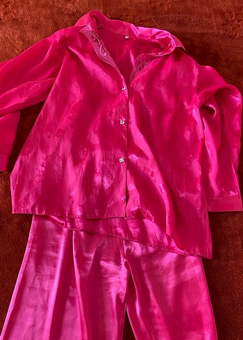 Pembe 3lü takım Uzun Kadın Sabahlık - Görsel 2