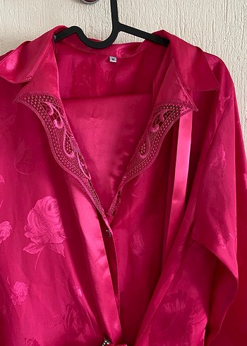 Pembe 3lü takım Uzun Kadın Sabahlık - Görsel 5