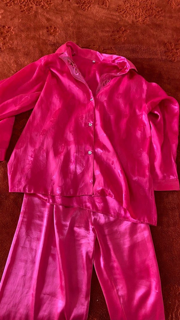 Pembe 3lü takım Uzun Kadın Sabahlık - Görsel 2