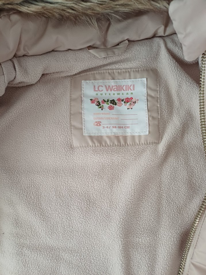 Kürklü Kapüşonlu Bej Kız Mont - Görsel 3