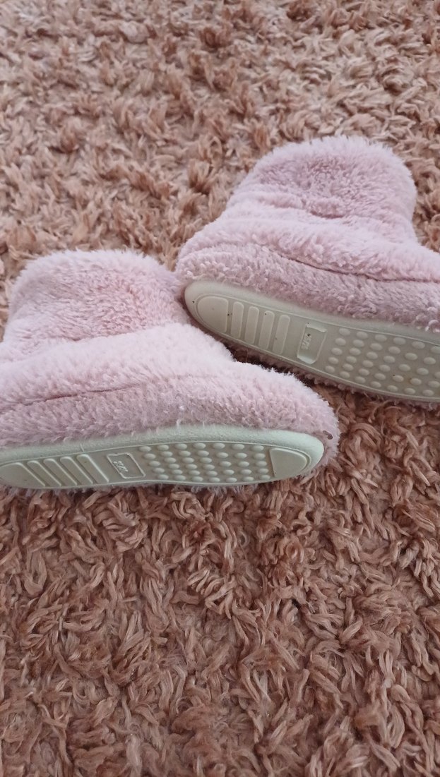 Kızlar için Pembe Nakışlı Sıcak Ev Terliği - Görsel 4