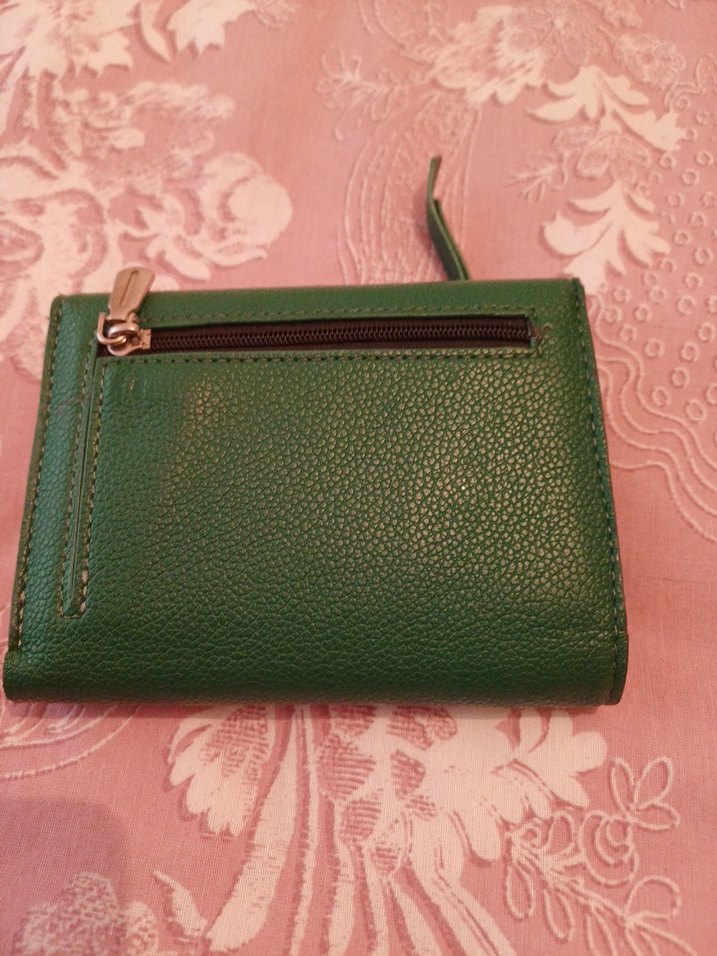 Fermuarlı Yeşil Deri Kadın Cüzdanı - Görsel 2