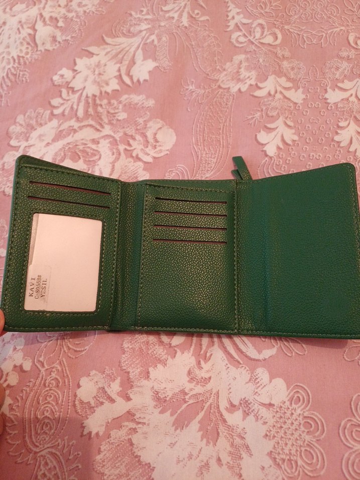 Fermuarlı Yeşil Deri Kadın Cüzdanı - Görsel 3