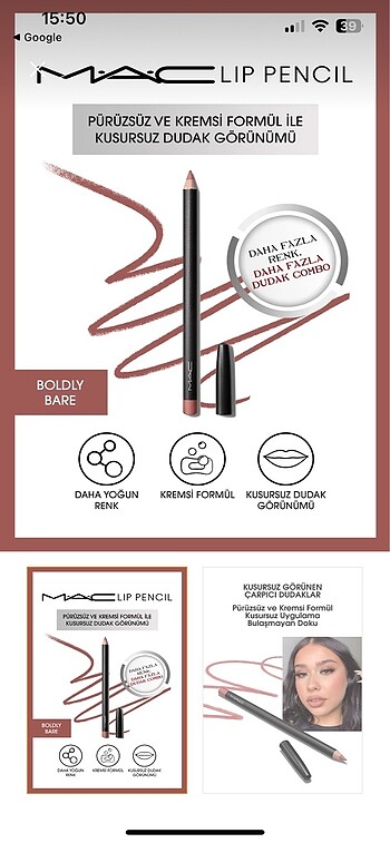 mac dudak kalemi boldly bare