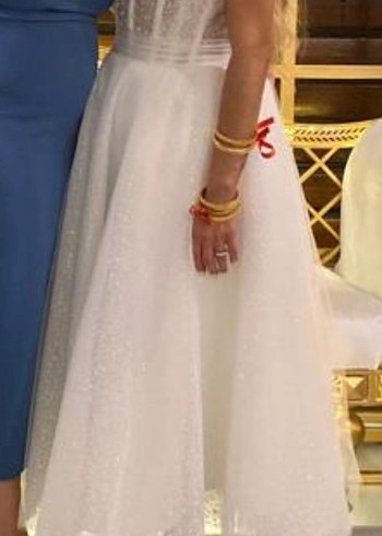 V Yakalı Modern Klasik A Kesim Gelinlik - Görsel 4