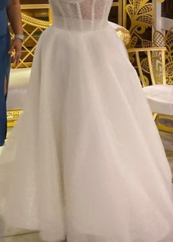 V Yakalı Modern Klasik A Kesim Gelinlik - Görsel 3