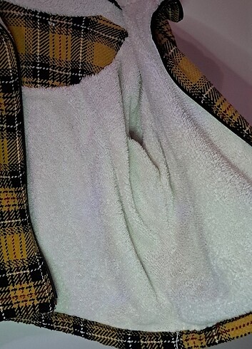 s Beden sarı Renk Ekose içi peluş mont