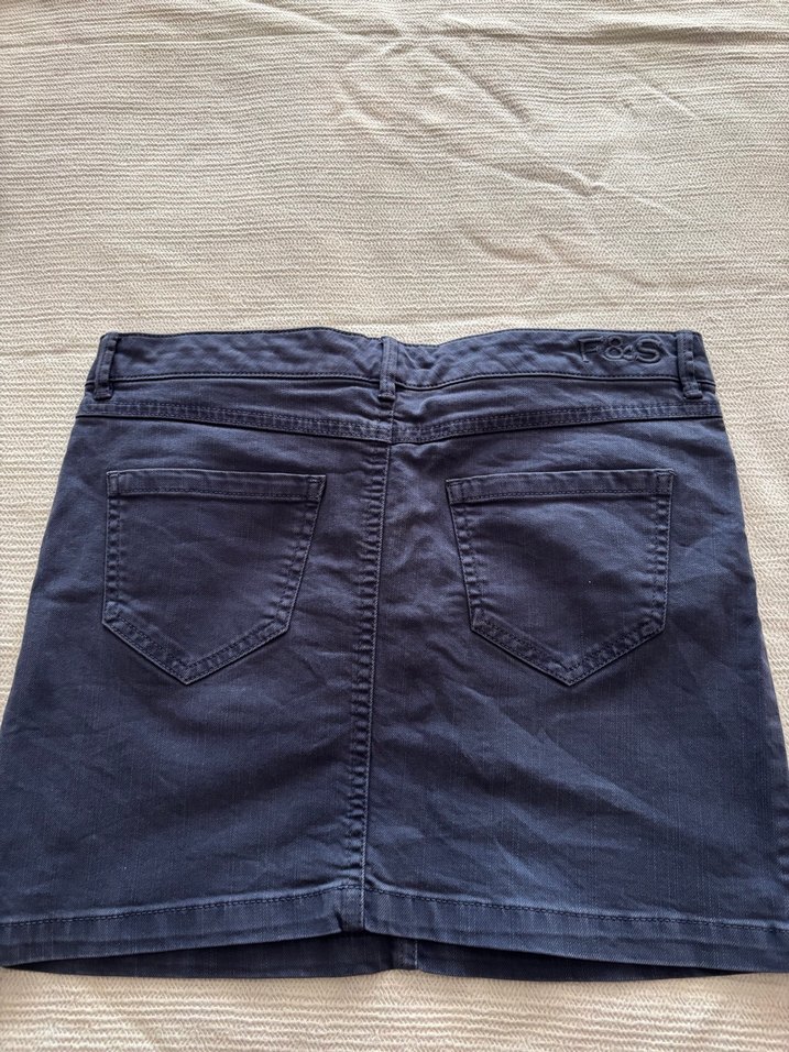 Düğmeli Lacivert kot Mini Etek - Görsel 2