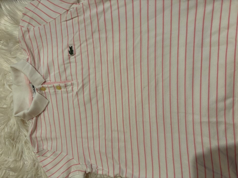 Kız Çocuk Pembe Çizgili  Polo Tişört - Görsel 4