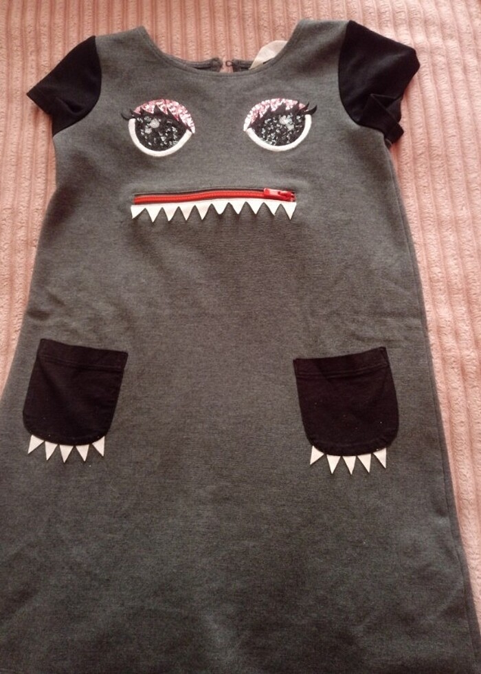 Kız çocuk elbise cepli,fermuarlı - Görsel 2