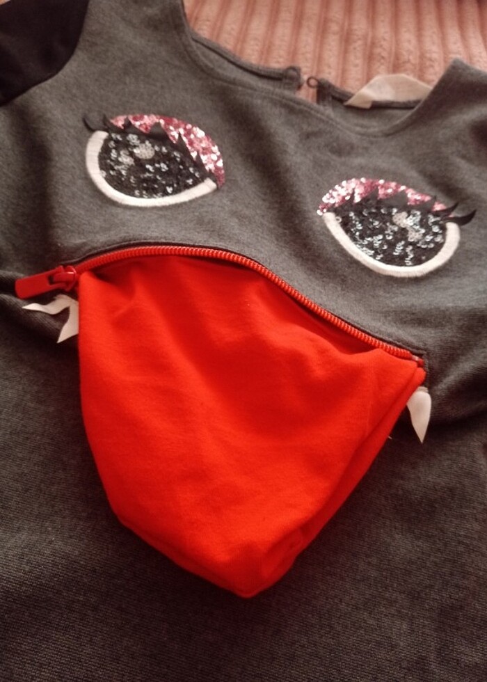 Kız çocuk elbise cepli,fermuarlı - Görsel 4