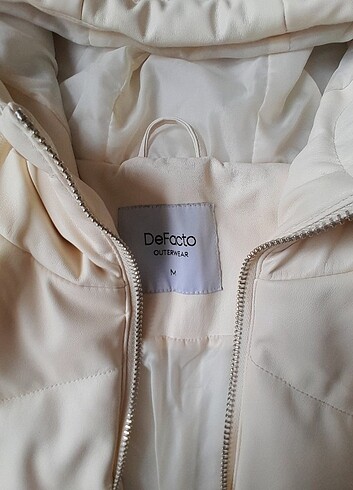 Defacto Ekru Deri şişme mont - Görsel 8