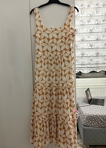 Papatyali elbise ajurlu astarli  - Görsel 6