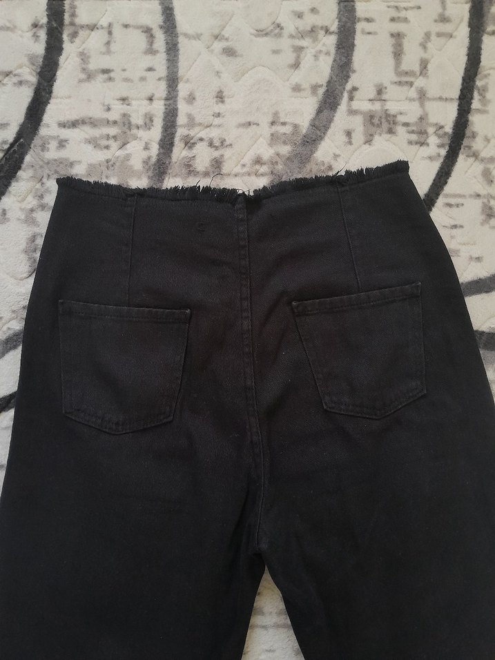 Düğmeli Siyah  Regular Fit Kot - Görsel 5