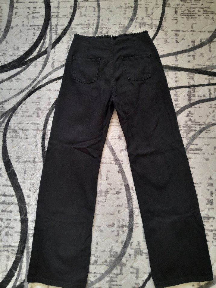 Düğmeli Siyah  Regular Fit Kot - Görsel 3