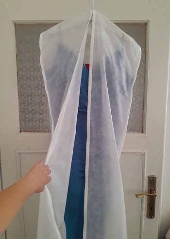 Drapeli Straplez Mavi Uzun Abiye Elbise - Görsel 11