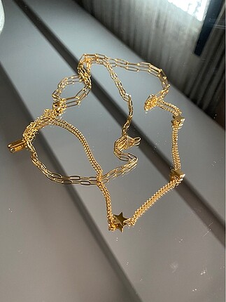 Zara Yıldız detaylı ikili çelik kolye