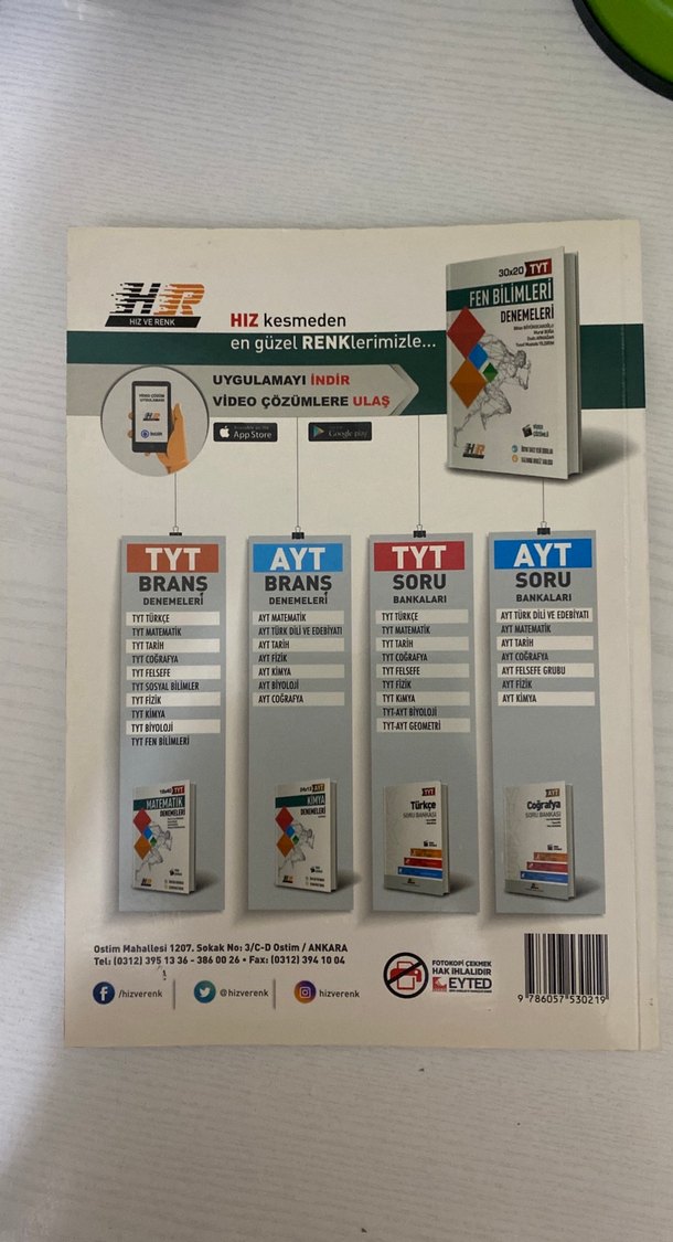 30x20 TYT Fen Bilimleri Denemeleri Kitabı - Görsel 2
