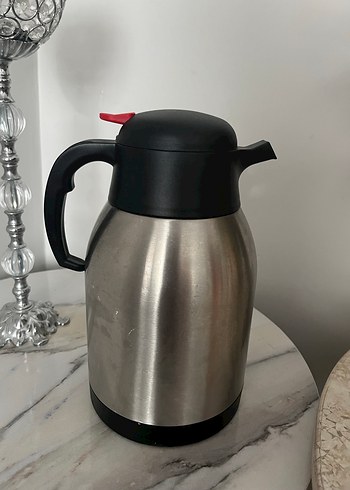 Gri Paslanmaz Çelik Termoslu Çaydanlık