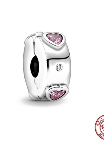 Pandora Klips Charm Pembe Kalpli