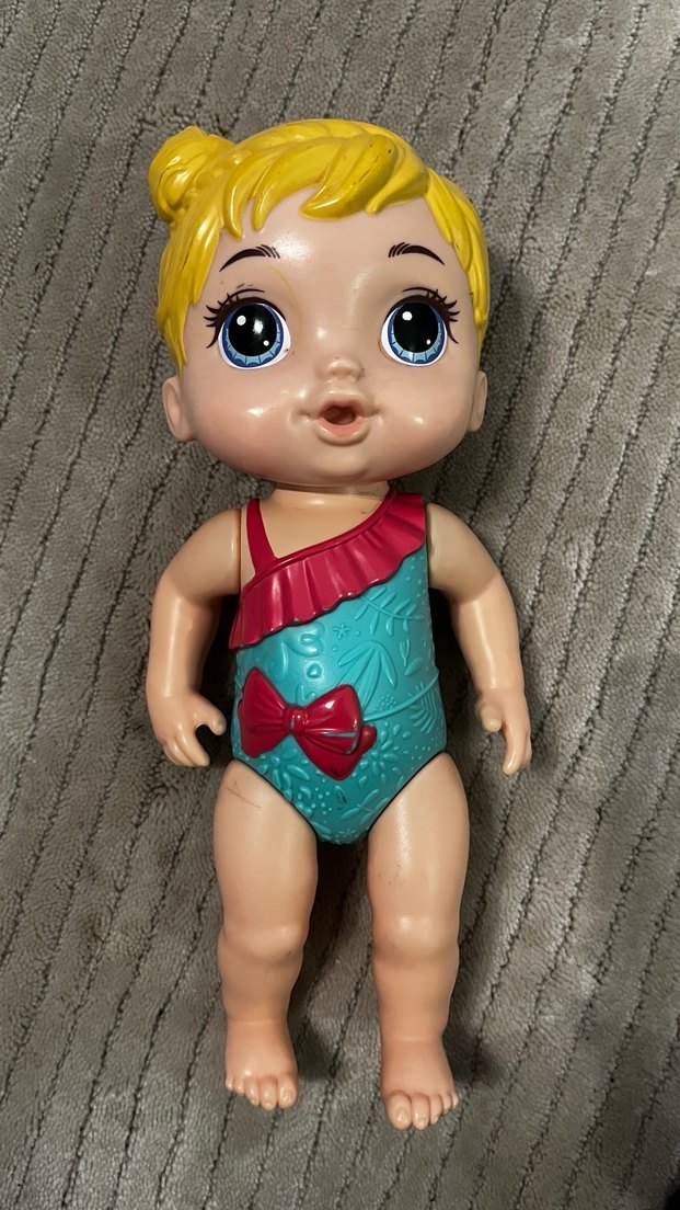 Baby alive banyo zamanı Turkuaz Elbise ve Sarı Saçlı Bebek - Görsel 2