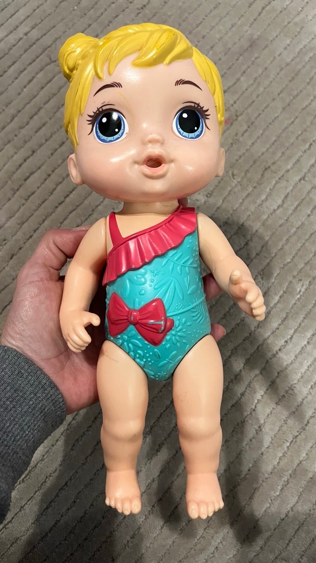 Baby alive banyo zamanı Turkuaz Elbise ve Sarı Saçlı Bebek - Görsel 3