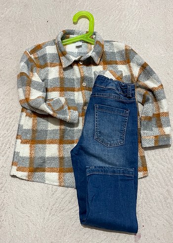 Erkek çocuk oduncu  Gömlek ve kot Pantolon Seti oduncu gömlek - Görsel 4